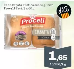 Oferta de Proceli - Pa De Xapata Rustica Sense Gluten por 1,65€ en Sorli