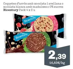 Oferta de Bicentury - Coquetes D'arròs Amb Xocolata I Avellana O Xocolata Blanca Amb Maduixes O Sucres por 2,39€ en Sorli