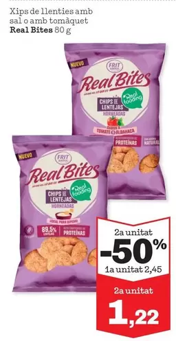 Oferta de Xips De Llenties Amb Sal A Omo Tomaquet Real Bites por 2,45€ en Sorli
