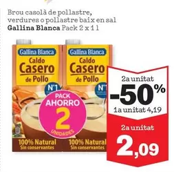 Oferta de Gallina Blanca - Brou Casolà De Pollastre, Verdures O Pollastre Baix En Sal por 4,19€ en Sorli