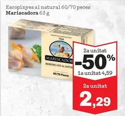 Oferta de Natur - Escopinyes Al al 60/70 Peces Mariscadora por 4,59€ en Sorli