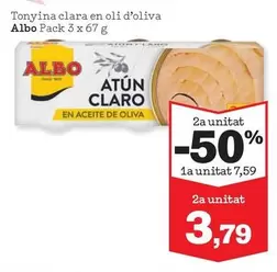 Oferta de Albo - Tonyina Clara En Oli D'Oliva por 7,59€ en Sorli