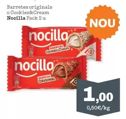 Oferta de Nocilla - Barretes Originals O Cookies&Cream por 1€ en Sorli