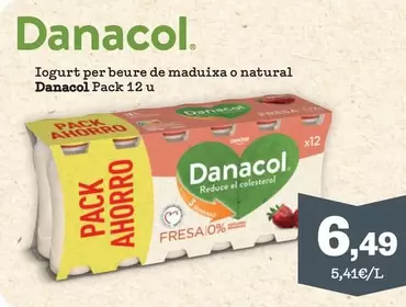 Oferta de Danone - Iogurt Per Beure De Maduixa O Natural Danacol por 6,49€ en Sorli