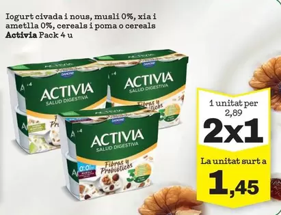 Oferta de Danone - Iogurt Civada I Nous, Musli 0%, Xia I Ametlla 0%, Cereals I Poma O Cereals  por 2,89€ en Sorli