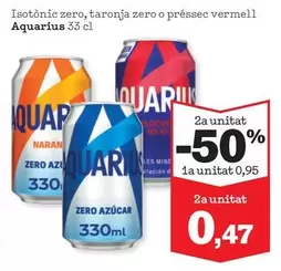 Oferta de Aquarius - Isotonic Zero, Taronja Zero O Préssec Vermell por 0,95€ en Sorli
