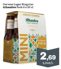 Oferta de Alhambra - Cervesa Lager Singular por 2,69€ en Sorli