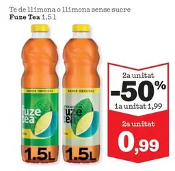 Oferta de Fuze Tea - Te De Llimona O Llimona Sense Sucre por 1,99€ en Sorli
