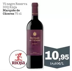 Oferta de Marqués de Cáceres - Vi Negre Reserva Doq Rioja por 10,95€ en Sorli