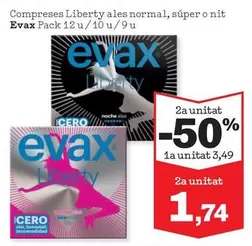 Oferta de Evax - Compreses Liberty Ales Normal, Super O Nit por 3,49€ en Sorli