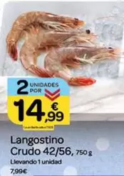 Oferta de Langostino Crudo 42/56 por 7,99€ en Supermercados El Jamón