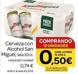 Oferta de San Miguel - Cerveza Con Alcohol por 0,74€ en Supermercados El Jamón