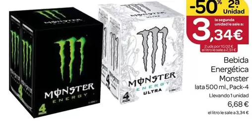 Oferta de Monster - Bebida Energética por 6,68€ en Supermercados El Jamón