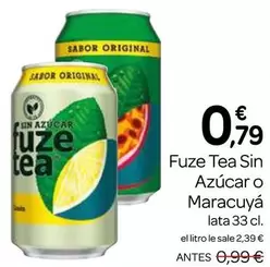 Oferta de Fuze Tea -  Sin Azucar O Maracuya por 0,79€ en Supermercados El Jamón