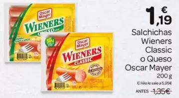 Oferta de Oscar Mayer - Salchichas Wieners Classic O Queso por 1,19€ en Supermercados El Jamón