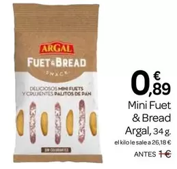 Oferta de Argal - Mini Fuet & Bread por 0,89€ en Supermercados El Jamón