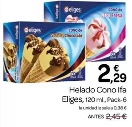 Oferta de Ifa Eliges - Helado Cono  por 2,29€ en Supermercados El Jamón