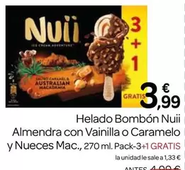 Oferta de Nuii - Helado Bombon Almendra Con Vainilla O Caramelo Y Nueces por 3,99€ en Supermercados El Jamón