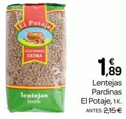 Oferta de Lentejas Pardinas por 1,89€ en Supermercados El Jamón