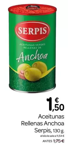 Oferta de Serpis - Aceitunas Rellenas Anchoa por 1,5€ en Supermercados El Jamón