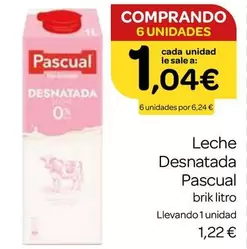 Oferta de Pascual - Leche Desnatada por 1,22€ en Supermercados El Jamón