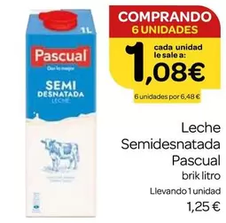 Oferta de Pascual - Leche Semidesnatada por 1,25€ en Supermercados El Jamón