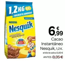 Oferta de Nestlé - Cacao Instantaneo Nesquik por 6,99€ en Supermercados El Jamón