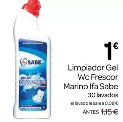 Oferta de Ifa sabe - Limpiador Gel Wc Frescor Marino por 1€ en Supermercados El Jamón