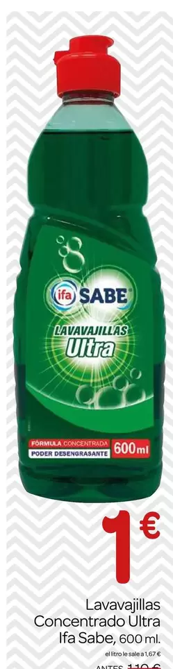 Oferta de Sabe - Lavavajillas Concentrado Ultra por 1€ en Supermercados El Jamón