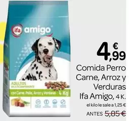 Oferta de Ifa amigo - Comida Perro Carne, Arroz Y Verduras por 4,99€ en Supermercados El Jamón