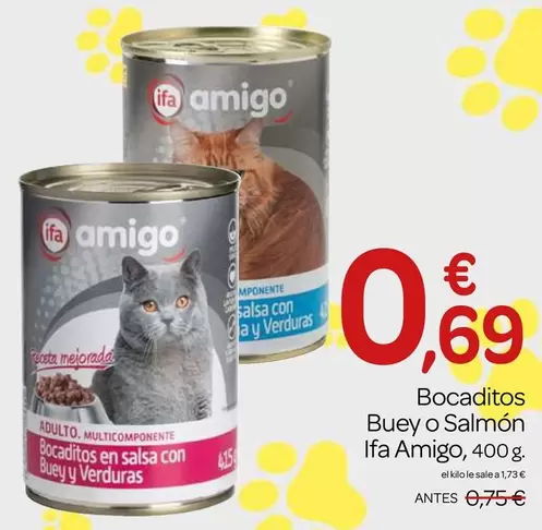 Oferta de Ifa Amigo - Bocaditos Buey O Salmon por 0,69€ en Supermercados El Jamón