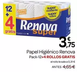 Oferta de Renova - Papel Higiénico por 3,75€ en Supermercados El Jamón