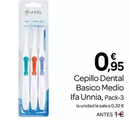 Oferta de Ifa unnia - Cepillo Dental Basico Medio por 0,95€ en Supermercados El Jamón