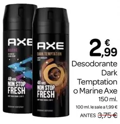 Oferta de Axe - Desodorante Dark Temptation por 2,99€ en Supermercados El Jamón
