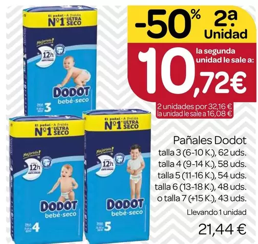 Oferta de Dodot - Panales por 21,44€ en Supermercados El Jamón