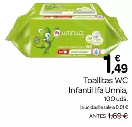 Oferta de Ifa unnia - Toallitas Wc Infantil por 1,49€ en Supermercados El Jamón