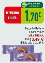 Oferta de Milka - Barquillo Relleno Choco Wafer por 1,7€ en Masymas