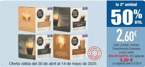 Oferta de Dolce Gusto - Cafe Cortado, Inerso, O Con Leche por 5,2€ en Masymas