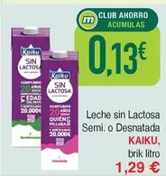 Oferta de Kaiku - Leche Sin Lactosa Semi O Desnatada por 1,29€ en Masymas