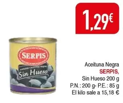 Oferta de Serpis - Aceituna Negra Sin Hueso por 1,29€ en Masymas