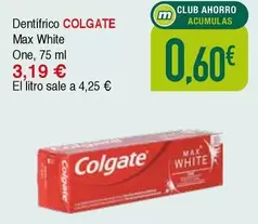 Oferta de Colgate - Dentifricio Max White por 3,19€ en Masymas