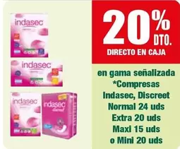 Oferta de Indasec - Gama Señalizada Compresas en Masymas