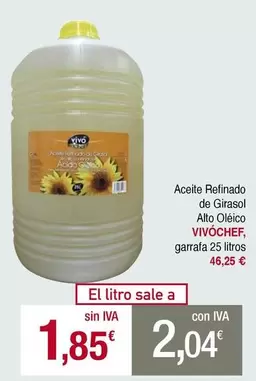 Oferta de Vivo cheff - Aceite Refinado De Girasol Alto Oleico Garrafa por 1,85€ en Masymas