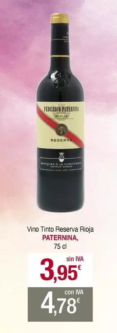 Oferta de Paternina - Vino Tinto Pesera Rioja por 3,95€ en Masymas