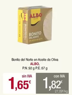 Oferta de Albo - Bonito Del Norte En Aceite De Oliva por 1,65€ en Masymas
