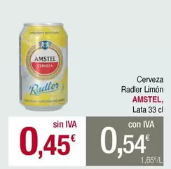 Oferta de Amstel - Cerveza Radler Limon por 0,45€ en Masymas