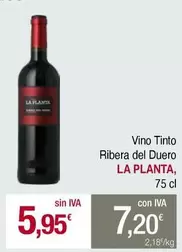 Oferta de La Planta - Vino Tinto Ribera Del Duero por 7,2€ en Masymas