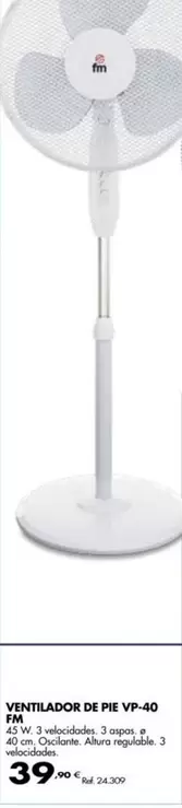 Oferta de Fm - Ventilador De Pie Vp-40 por 39€ en Coferdroza