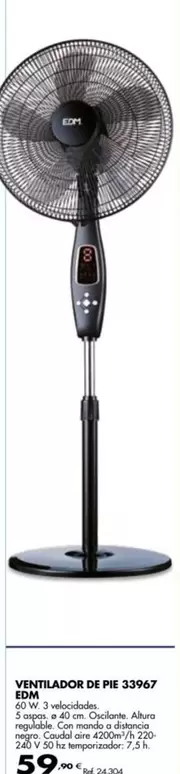 Oferta de Edm - Ventilador De Pie por 59€ en Coferdroza