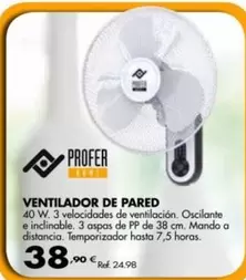 Oferta de Ventilador De Pared por 38,9€ en Coferdroza